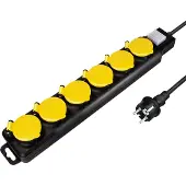 Logilink LPS256 stekkerdoos 1,5 meter 6-voudig Buiten Zwart, Geel