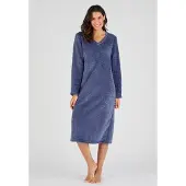 Damart - Thermolactyl nachthemd van tricot met reliëf - Blauw - 38-40 (S)