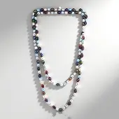 Cavill - Zilveren halsketting - 925 Sterling Zilver Rhodium - Blauwe Zoetwaterparels - 132 cm - Elegante, meerlaagse dames ketting - Tijdloos design