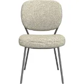 Label51 Eetkamerstoel Singapore - Naturel - Boucle - Zwart Metalen Frame