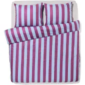 HEMA Dekbedovertrek 200x200/220cm Zacht Katoen Strepen Blauw-paars (multi)