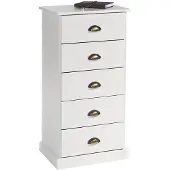 Idimex Commode PARIS met 5 lades en schelpvormige handgrepen in wit