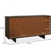 Idimex ARTO-dressoir met 3 deuren – afwerking in kastanje