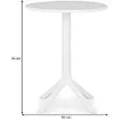 Idimex Tuintafel LUZ, rond met gaaspatroon – wit