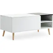 Idimex Salontafel MUSKA met hefblad – wit/zwart