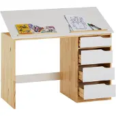 Idimex Kinderbureau EMMA van massief grenenhout in naturel/wit, met verstelbare hellingshoek