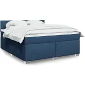 vidaXL Boxspring met matras stof blauw 180x200 cm