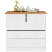 Idimex Commode RONDO met 5 lades in wit/bruin