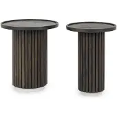 Idimex SARDA salontafelset, rond, van massief mangohout – bruin/wit