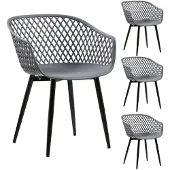 Idimex Tuinstoelen MADEIRA in een set van 4 - antraciet/zwart