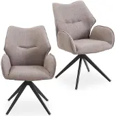 Idimex Eetkamerstoelen TIMNA, set van 2, 360° draaibaar – taupe