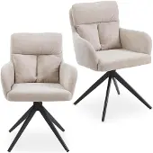 Idimex Eetkamerstoelen ELARA, set van 2, 360° draaibaar – beige