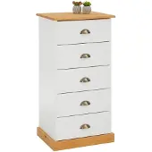 Idimex Commode PARIS met 5 lades en schelpvormige handgrepen in wit/bruin