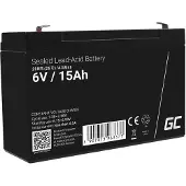 Green Cell - Alarmsystem-Batterie - Bleisäure Loodaccu 6 V 15 Ah Loodvlies (AGM) (b x h x d) 151 x 100 x 94 mm Kabelschoen 6.35 mm Cyclusbestendig,