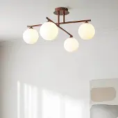 LumenXL Moderne draaibare plafondlamp Nymo bruin met melkwit glas, 4-lichts