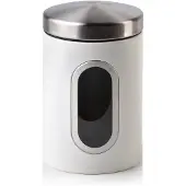Mondex Wit Metalen Pot met Venster - Koffie, Thee, Kruiden