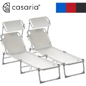 Casaria Ligbed Hawaï Set van 2 Beige Aluminium 195x60x30cm