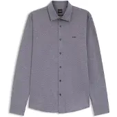 BOSS Slim-fit overhemd van gemêleerde katoenen jersey Maat S