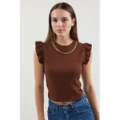Bigdart Geribbelde Mouwloze Crew Neck Blouse