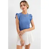 Big Dart Geribbelde Mouwloze Coltrui Blouse