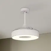 Mantra-Iluminacion Coin Mini LED plafondventilator wit DC stil Ø91 cm - Mantra , Coin Mini, dimbare, Wit, Woonkamer, Kunststof, Modern
