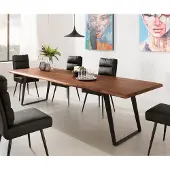 DELIFE Eettafel Edge 300x100 XL acacia bruin metaal schuin Live-Edge