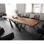 DELIFE Eettafel Edge 300x100 XL acacia bruin Spider vlakstaal zwart Live-Edge