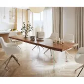 DELIFE Eettafel Edge 300x100 XL acacia bruin glas Live-Edge