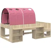 Syfax Hoge Bedframe voor Kinderen met Opslag 3 st Bewerkt hout