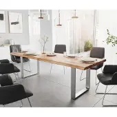 DELIFE Eettafel Edge 260x100 XL acacia natuur roestvrijstaal smal Live-Edge