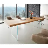 DELIFE Eettafel Edge 260x100 XL acacia natuur glas Live-Edge