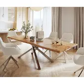 DELIFE Eettafel Edge 280x100 XL acacia natuur kruisframe rechthoek roestvrij staal Live-Edge