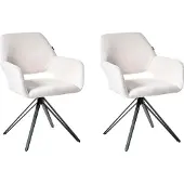Beliani CINEY - Eetkamerstoel set van 2 - Gebroken wit - Polyester