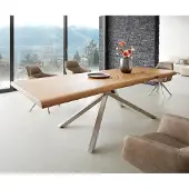 DELIFE Eettafel Edge 260x100 XL acacia natuur kruisframe rechthoek roestvrij staal Live-Edge