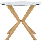 Beliani ALTURA - Ronde eettafel - Lichte houtkleur - 90 cm - Veiligheidsglas