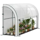 Outsunny -Kunststoff, Stahl-Weiß-300L x 80B x 157H cm-Gewächshaus
