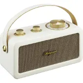 Sangean RA-101 Draadloos radioapparaat met FM, Bluetooth, AUX-ingang, oplaadbaar, kleur: ivoor, met gouden accenten