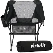 VirtuFit Camping Stoel Compact - Strandstoel - Opvouwbaar - Zwart