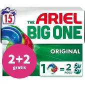 Ariel 2+2 Gratis: 3in1 Wasmiddel Pods The Big One Original 15 Stuks