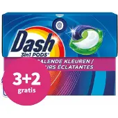 Dash 3+2 Gratis: Wasmiddelcapsules 3in1 Pods Stralende Kleuren 15 Stuks