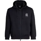 Armani Exchange Heren Sweater met capuchon en volledige ritssluiting in marine gelamineerd stretch katoen-pol XM000371AF10818UB101