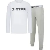 G-Star Pyjama lang 'Stone' greige / lichtgrijs / zwart / wit