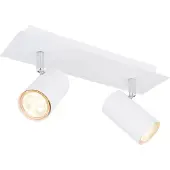 Globo Lighting Plafondspot Spotlight strip plafondlamp Slaapkamerlamp 2-lichts spot beweegbaar, metaal wit, 2x GU10 fitting, LxBxH 30x9x12 cm