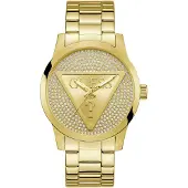 GUESS Analoog horloge 'Badge' ecru / goud