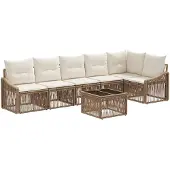 vidaXL Tuinbank Set 7 st Beige poly rattan