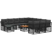 vidaXL Tuinset met 13 delen, zwart en donkergrijs, polyester