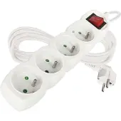 Emos 1902140500, Schuko, Wit, 4 stopcontacten, 5 meter, 250 V, 10 A