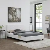 CARO-Möbel Beddengoed BRIGHTON 120cm breed kunstlederen bekleding wit
