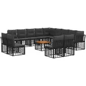 vidaXL Tuinset met 14 stuks, zwart en donkergrijs, polyester