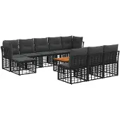 vidaXL Tuinset met 11 delen, zwart en donkergrijs, polyester